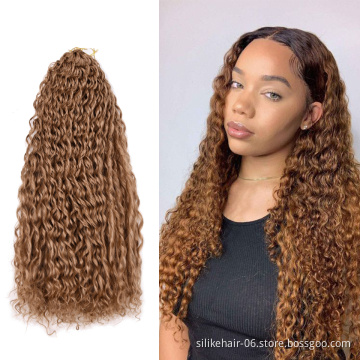 Wholesale 24Inch Soft Long Wavy Ombre Blonde Brown Braids Kinky Curly Water Deep Wave Crochet Braiding Synthetic Hair Extensions